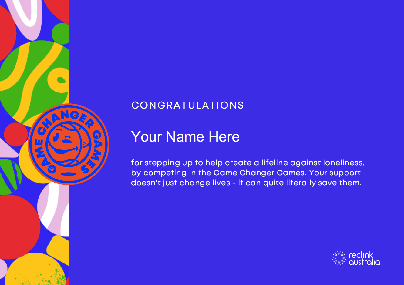 Gamechanger participant certificate