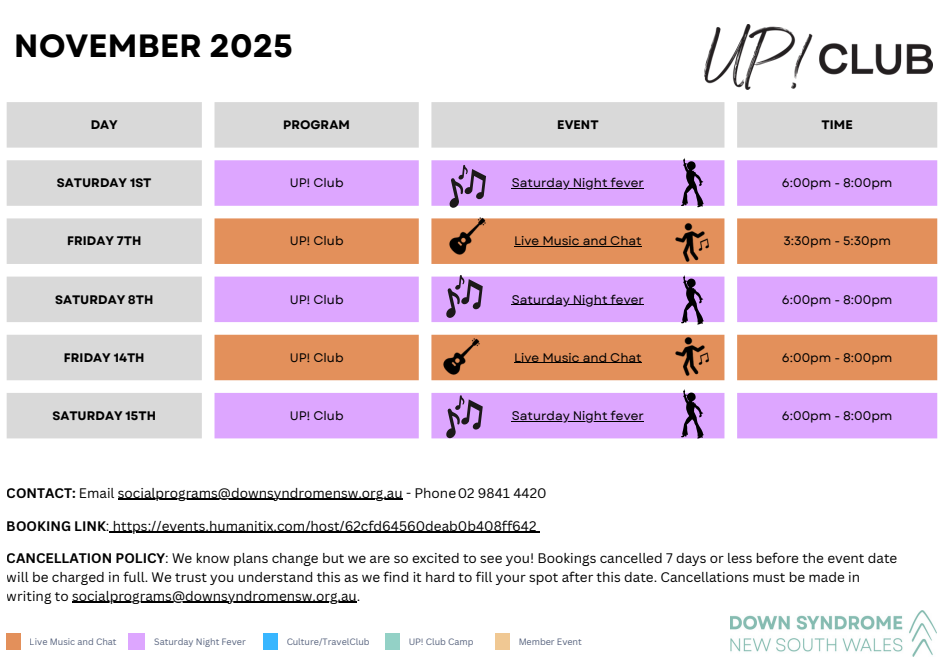 UP! Club Calendar - November 2025