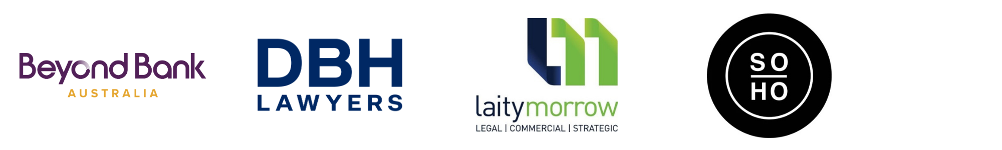 Beyond Bank logo, DBH Lawyers, Laity Morrow Logo, Soho Logo