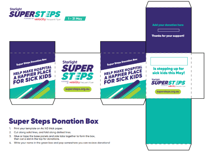 Super Steps Printable DIY Donation Box