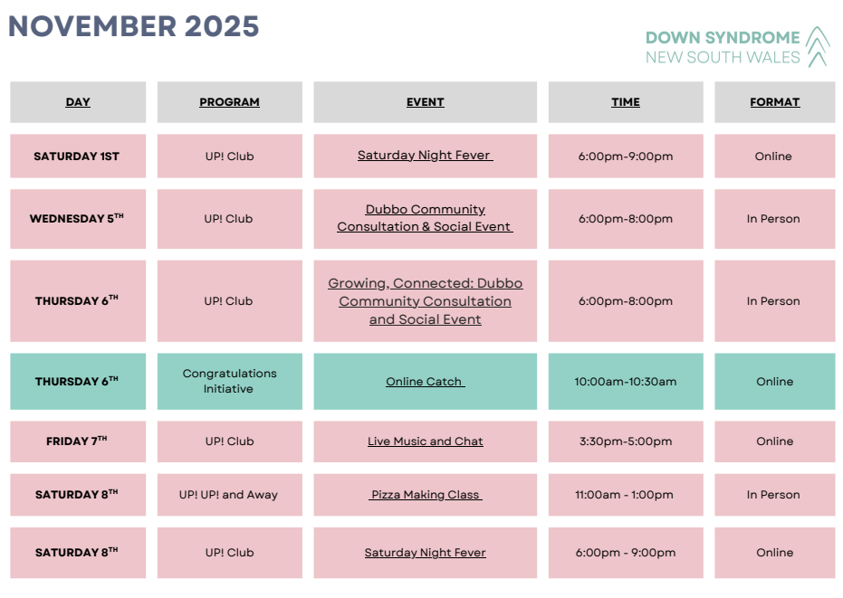 EVENT CALENDAR - NOVEMBER 2025